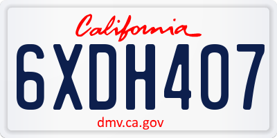 CA license plate 6XDH407
