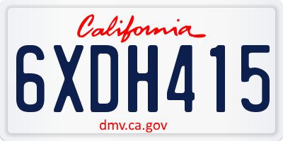 CA license plate 6XDH415
