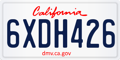 CA license plate 6XDH426