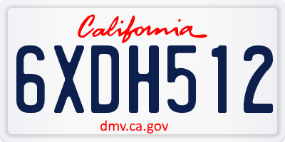 CA license plate 6XDH512