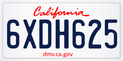 CA license plate 6XDH625