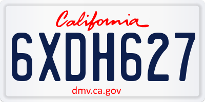 CA license plate 6XDH627