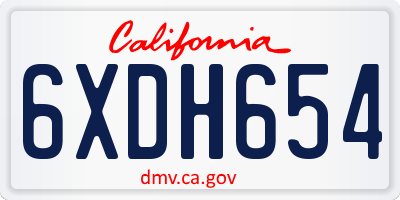 CA license plate 6XDH654