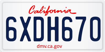 CA license plate 6XDH670
