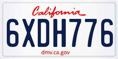 CA license plate 6XDH776