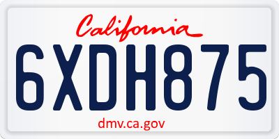 CA license plate 6XDH875
