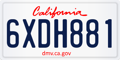 CA license plate 6XDH881
