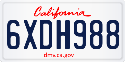 CA license plate 6XDH988