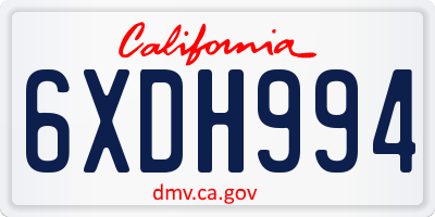 CA license plate 6XDH994