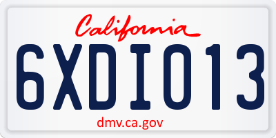 CA license plate 6XDI013