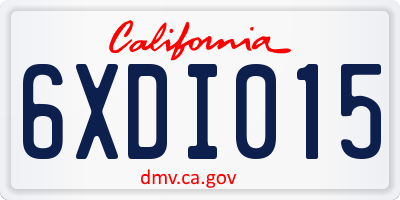 CA license plate 6XDI015