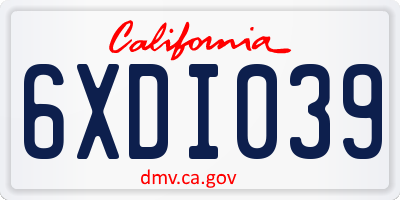 CA license plate 6XDI039