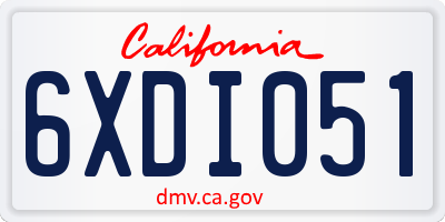 CA license plate 6XDI051