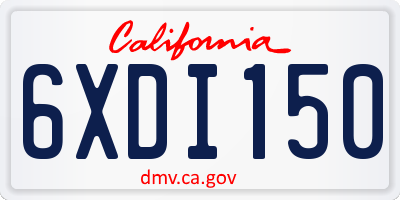 CA license plate 6XDI150