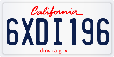 CA license plate 6XDI196