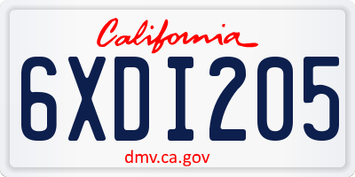 CA license plate 6XDI205