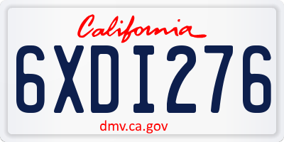 CA license plate 6XDI276