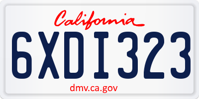 CA license plate 6XDI323