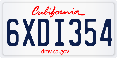 CA license plate 6XDI354