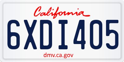 CA license plate 6XDI405