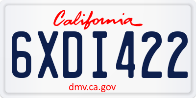 CA license plate 6XDI422