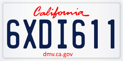 CA license plate 6XDI611