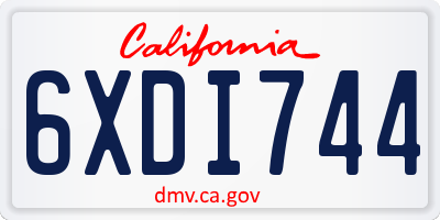 CA license plate 6XDI744