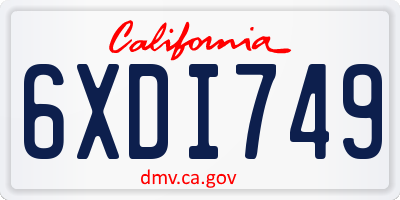 CA license plate 6XDI749
