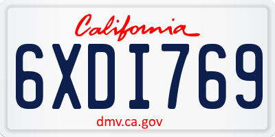 CA license plate 6XDI769