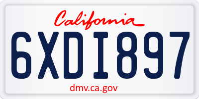 CA license plate 6XDI897