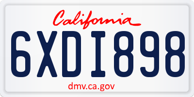 CA license plate 6XDI898