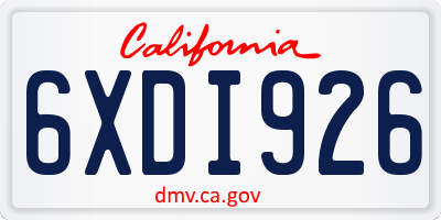 CA license plate 6XDI926