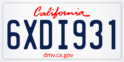 CA license plate 6XDI931