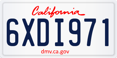 CA license plate 6XDI971