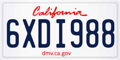 CA license plate 6XDI988