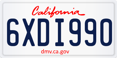 CA license plate 6XDI990