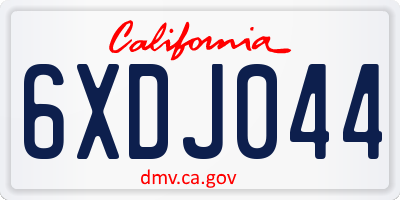 CA license plate 6XDJ044