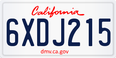 CA license plate 6XDJ215