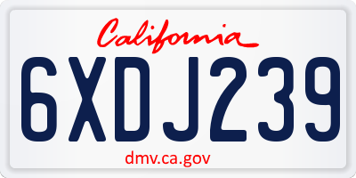CA license plate 6XDJ239