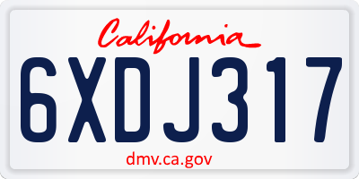 CA license plate 6XDJ317