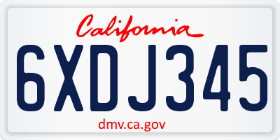 CA license plate 6XDJ345