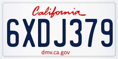 CA license plate 6XDJ379