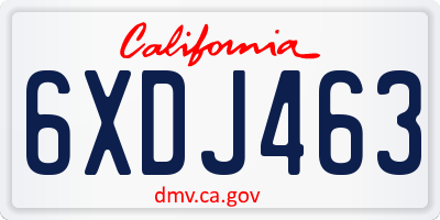 CA license plate 6XDJ463