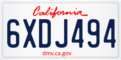 CA license plate 6XDJ494