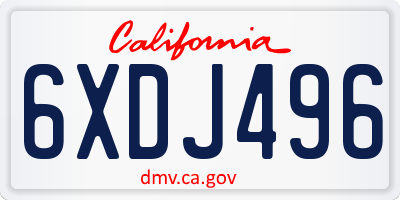 CA license plate 6XDJ496