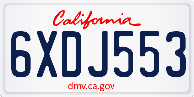 CA license plate 6XDJ553