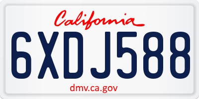 CA license plate 6XDJ588