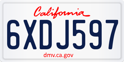 CA license plate 6XDJ597