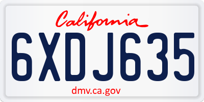 CA license plate 6XDJ635