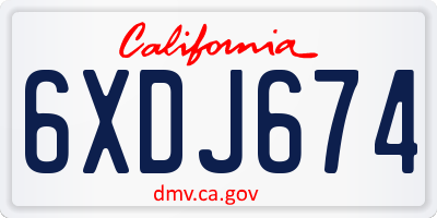 CA license plate 6XDJ674